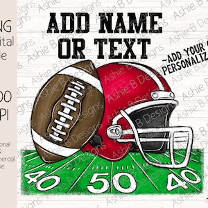 Football PNG, Red Football helmet t-shirt design, Digital Download, DTF