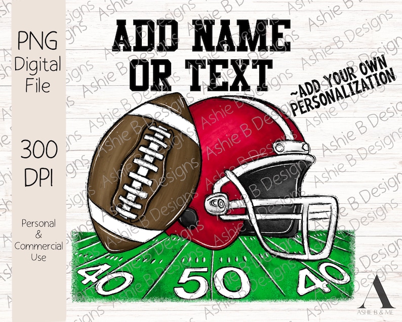 Football PNG, Red Football Helmet Tshirt Design, Digital Download, DTF