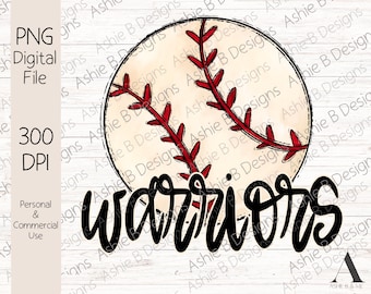 Warriors Baseball PNG, Design maglietta Warriors, Download digitale, DTF