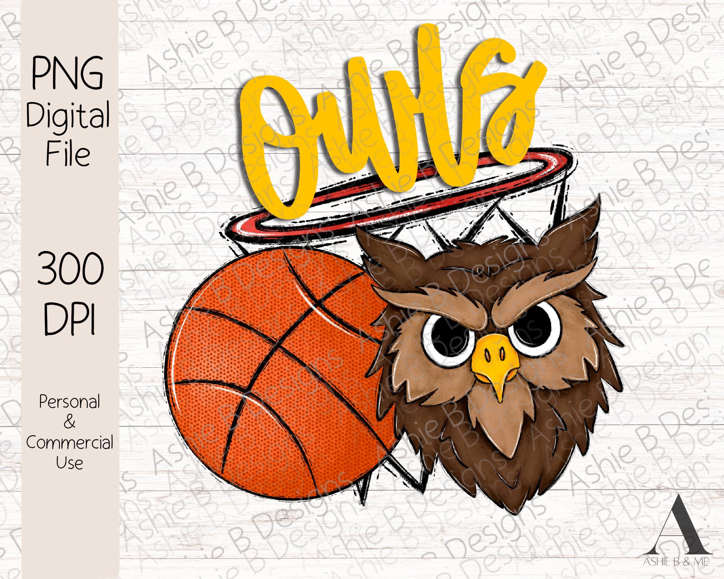 Owls Basketball PNG, Yellow Owls basketball tshirt design, Digital Download