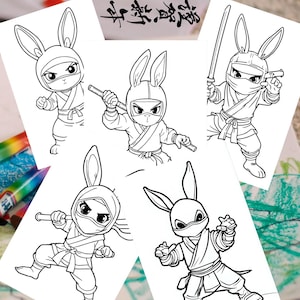 NINJA Häschen Ausmalbilder digitaler Download 1-10