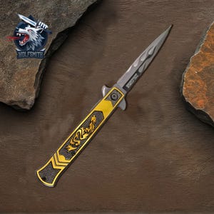 9&quot; Gold Dragon Graphics Tactical Milano Spring Assisted Knife For Father,Husband, Boyfriend,Christmas gift W041 -WolfSmithKnife