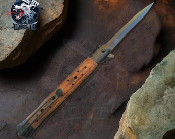 13" Rosewood Godfather Stiletto Knife, Spring Assisted