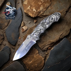 8.5&quot; Best Dragon Skull Fantasy Knife Spring Assisted Hunting Folding Knife For Father, Husband,Boyfriend, Christmas gift H001-WolfSmithKnife