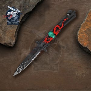 9&quot; Fantasy Skull Dragon  Folding Steel Blade Knife For Men and Women , Father Mother&#39;s Day W082-WolfSmithKnife