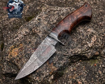 Damascus Steel Hunting Skinner Knife Fantasy 10"  For Men , Father, Husband,Boyfriend,Christmas gift  -WolfSmithKnife