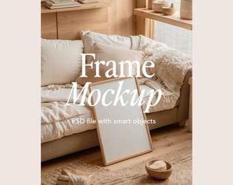 Gallery Wall Frame Mockup: Interior Living Room (PSD & JPG Digital Download)