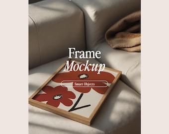 Thin Wooden Frame Mockup: DIN A Ratio, Home Interior (PSD & JPG Digital Download)