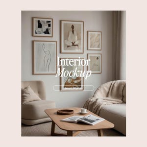 Gallery Wall Frame Mockup: Modern Home Interior (PSD & JPG)