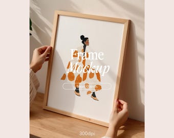 Thin Wood Frame Mockup: DIN A Ratio, Interior Setting (PSD & JPG)