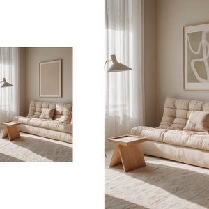 Living Room Gallery Wall Frame Mockup: Interior Display (PSD & JPG)