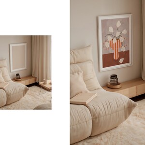 Neutral Interior Frame Mockup: Smart Object Artwork Display (PSD & JPG)