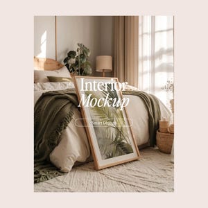 Frame Mockup, DIN A Ratio, PSD Photoshop Photopea Mockup, Frame Mockup Home Interior, Bohemian Bedroom Interior Mockup