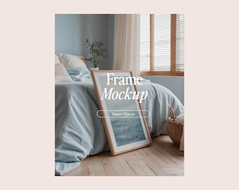 Blue Interior Frame Mockup: DIN A Ratio, PSD Photopea (Digital Download)