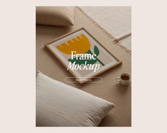 Thin Wooden Frame Mockup: DIN A Ratio, Home Interior (PSD & JPG Digital Download)