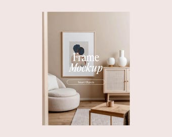 Modern Wood Frame Mockup: Home Interior Display (PSD, JPG)