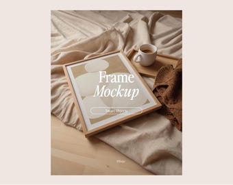 Thin Wood Frame Mockup: DIN A Ratio, Home Interior (PSD, JPG)
