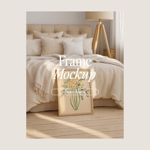Frame Mockup, DIN A Ratio, PSD Photoshop Photopea Mockup, Frame Mockup Home Interior, Bohemian Bedroom Interior Mockup
