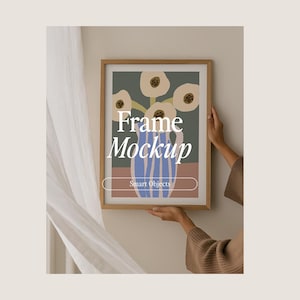 Poster Mockup With Person, DIN A Ratio, Close Up Detail Mockup, PSD Photoshop Frame Mockup with Hands, Art Print Mockup,