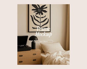 Dark Oak Frame Mockup: DIN A Ratio, Home Interior (PSD & JPG Digital Download)