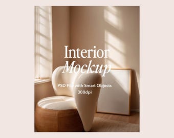 Vertical Frame Mockup: Thin Wood, Scandinavian Style (PSD & JPG)