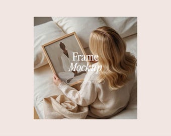Thin Wood Frame Mockup: DIN A Ratio, Home Interior (PSD, JPG)
