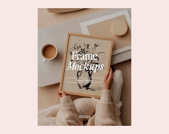 Thin Wood Frame Mockup: DIN A Ratio, Home Interior (PSD, JPG)