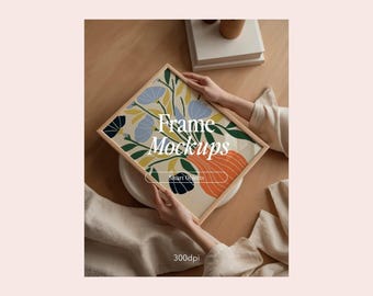 Thin Wood Frame Mockup: DIN A Ratio, Interior Setting (PSD & JPG)