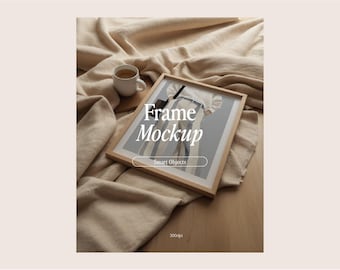 Thin Wood Frame Mockup: DIN A Ratio, Interior Display (PSD & JPG)