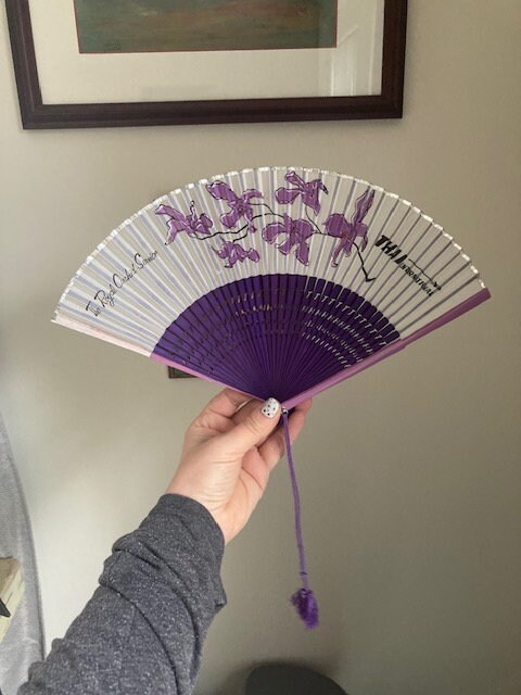 Vintage Pair of Identical Paper Fans Originally Given Out by CAAC