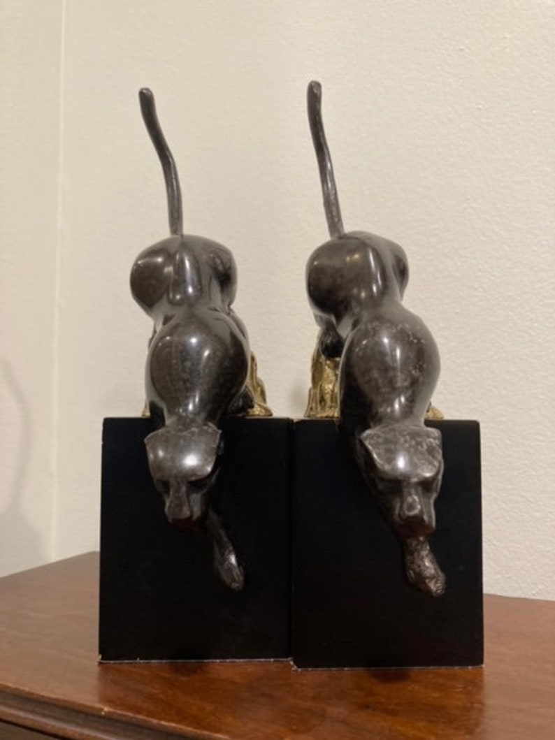 Panther Bookends Vintage 1992 Made in Korea Brass and Metal Big Cats