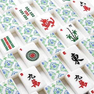 Grandmillennial Mahjong Tiles Set Hydrangea Mah-jongg Set, American Mahj Tiles Blue Green Floral Chinoiserie Mahj Gift, 166 Acrylic Tiles afbeelding 7