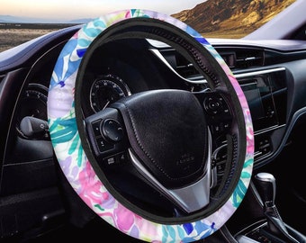 Floral Steering Wheel Cover Watercolor flowers Car Wheel Cover Preppy Aesthetic Steer Wheel covers New car Gift for her Gifts for Daughter