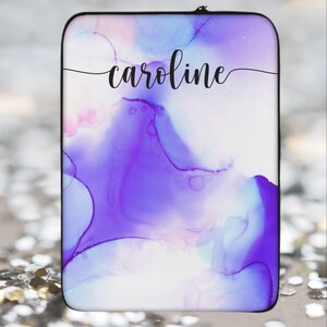 Personalized Laptop case with name, Custom Christmas gift Watercolor Laptop bag University Gift Computer Bag MacBook Case College Gift