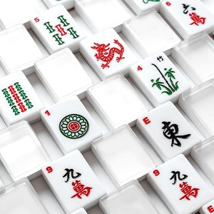 Clear American Mahjong Tile Set of 166 tiles with Dice and Storage box, hand-carved Mahj tiles elegant Gift for Players image 7