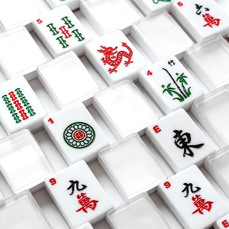 Clear American Mahjong Tile Set of 166 tiles with Dice and Storage box, hand-carved Mahj tiles elegant Gift for Players image 7