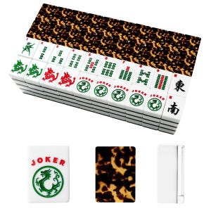 Tortoise Shell Leopard Print Mahjong Tiles, American NMJL Acrylic Game Set (166 Tiles) image 3