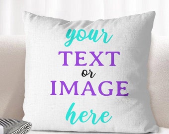 Almohada personalizada con su nombre de texto, foto, funda de almohada de lino con impresión personalizada, fundas de almohada personalizadas de doble cara, regalo para mamá