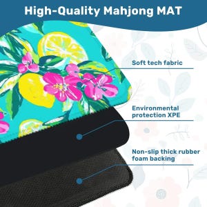 Lemon Mahjong Mat - Italian Amalfi Mahj mats, Custom Mah-Jongg Chinoiserie Gift, Smooth Cover 3mm Premium Thickness Ship Rolled up with bag image 4