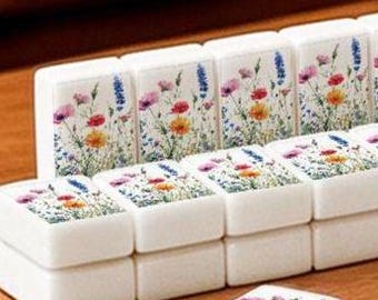 Watercolor Wildflower Mahjong Tiles: American NMJL Acrylic Set with Jokers