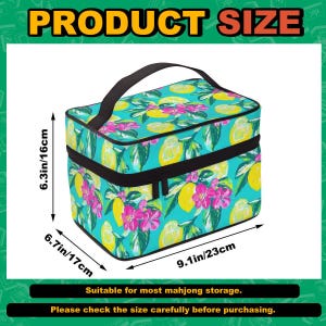 Lemon Mahjong Bag - Large Mah-Jongg bags, Italian Amalfi Mahj Case, Custom Citrus Mah-Jongg Chinoiserie Gift, American Mahjong Accessory image 2
