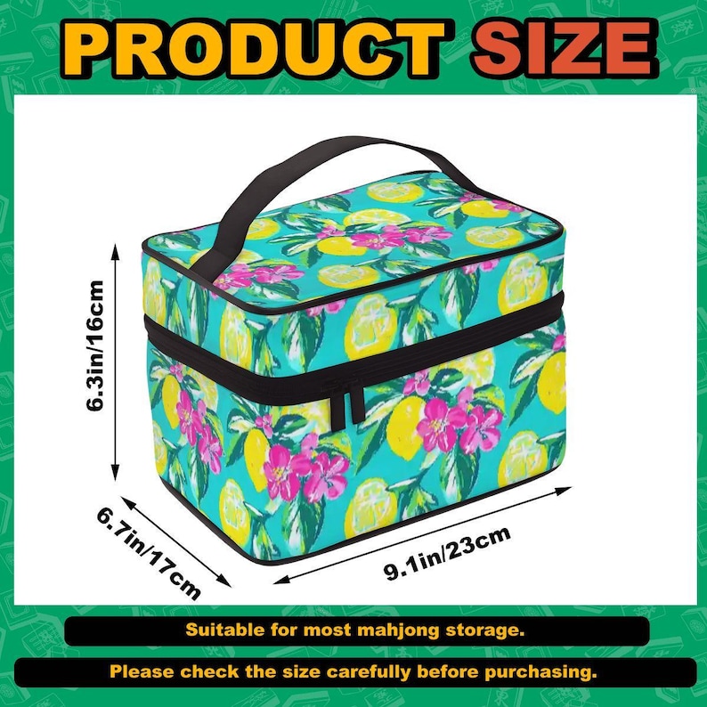 Lemon Mahjong Bag - Large Mah-Jongg bags, Italian Amalfi Mahj Case, Custom Citrus Mah-Jongg Chinoiserie Gift, American Mahjong Accessory image 2