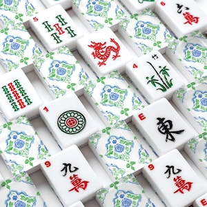 Juego de fichas de Mahjong Americano Floral, juego de Mahjong personalizado, Mahjong retro colorido, juego de 166 fichas de acrílico grabadas con bolsa de viaje, regalo para mamá. imagen 7
