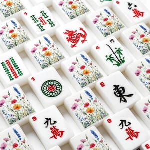 Wildflower Mahjong Tiles Set American Mah-jongg 166 Acrylic Tiles Floral Mahj Gift Botanical NMJL Luxury Set with Jokers (Single Layer) 画像 7