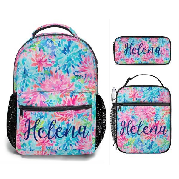 Custom Backpack lunch bag pencil case Set with Name, Gift for students, Back to School supplies, Monogram Gifts for Kids, Personalized Bag