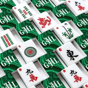 Personalized Malachite Green Mahjong Tile Set, American Mahjongg, Custom Name, Dice, Case image 10