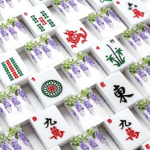 Wisteria Watercolor Floral Mahjong Tile Set, American NMJL Style Acrylic Tiles (166) imagem 8