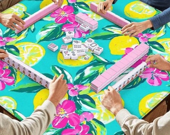 Lemon Mahjong Mat – Amalfi Coast Chinoiserie Inspired Game Table Cover (3mm)