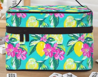 Lemon Mahjong Bag - Large Mah-Jongg bags, Italian Amalfi Mahj Case, Custom Citrus Mah-Jongg Chinoiserie Gift, American Mahjong Accessory