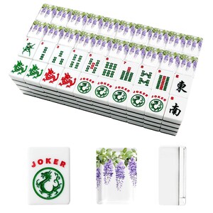 Wisteria Watercolor Floral Mahjong Tile Set, American NMJL Style Acrylic Tiles (166) imagem 2